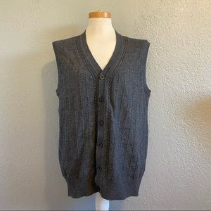 VINTAGE GREY BUTTON UP SWEATER VEST